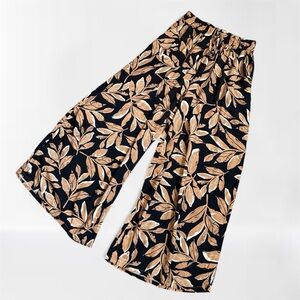 Tropical print wide leg pants
